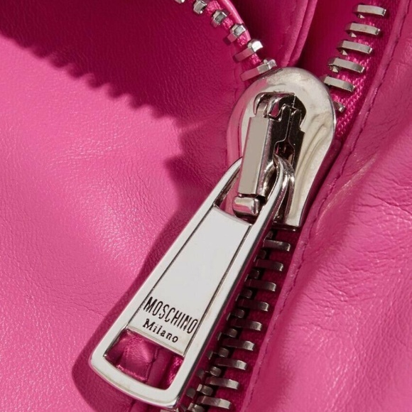 NWT Moschino SS15 Barbie pink leather Biker Jacket - Picture 6 of 6